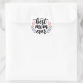 Beste Mama je Skript mit zartem Leaf Quadratischer Aufkleber (Tasche)