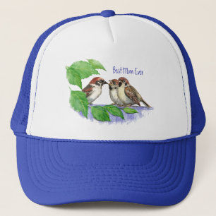 Beste Mama je Sparrow, Niedliche Vogelfamilie Truckerkappe