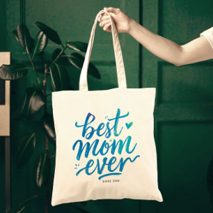 Beste Mama je Stilvolles Blue Script Typografie Tragetasche