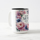 Beste Mama je Tasse der Blüte - Elegante Peony & P (Vorderseite Links)