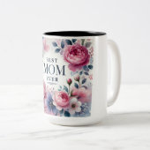 Beste Mama je Tasse der Blüte - Elegante Peony & P (VorderseiteRechts)