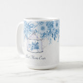 Beste Mama je Teapot Dusty Blue n White Floral Kaffeetasse (Vorderseite Links)