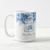 Beste Mama je Teapot Navy Blau in weißen Blume Kaffeetasse (Links)