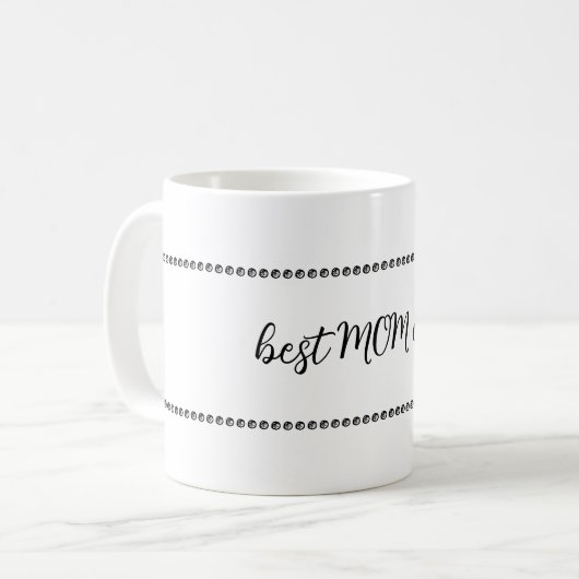 Beste Mama je Text und Punkte Kaffeetasse (Vorderseite Links)