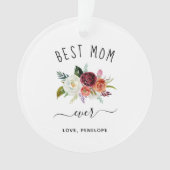 Beste Mama je | Trendy Burgundy Boho Floral Foto Ornament (Vorderseite)