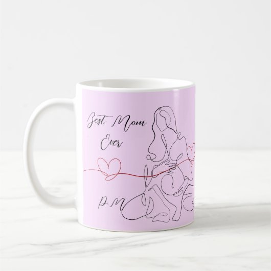 Beste Mama je trendy One Line Schwangerschaft Herz Kaffeetasse (Links)