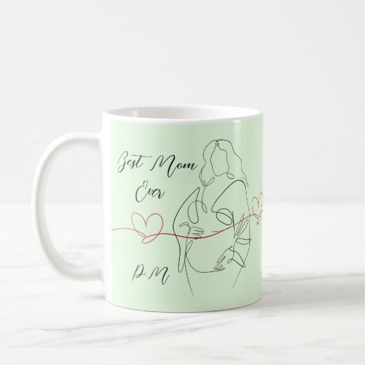 Beste Mama je trendy One Line Schwangerschaft Herz Kaffeetasse (Links)