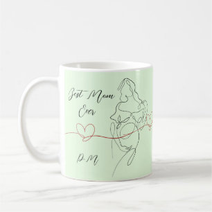 Beste Mama je trendy One Line Schwangerschaft Herz Kaffeetasse