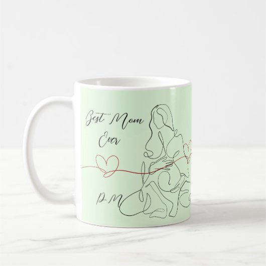 Beste Mama je trendy One Line Schwangerschaft Herz Kaffeetasse (Links)