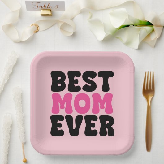 Beste Mama je Typhografie Pappteller (Hochzeit)