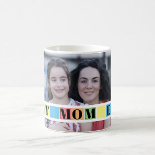 Beste MAMA je Typografie farbige Blöcke Foto Kaffeetasse