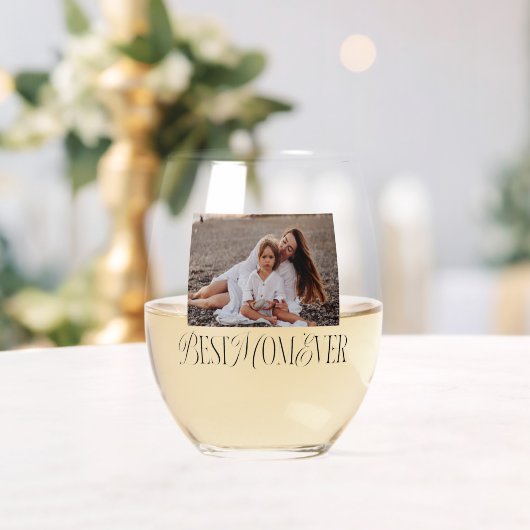 Beste Mama je Typografie-Foto Weinglas Ohne Stiel (Insitu (Hochzeit))