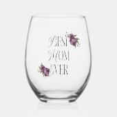 Beste Mama je Typografie Lila Weinglas Ohne Stiel (Vorderseite)