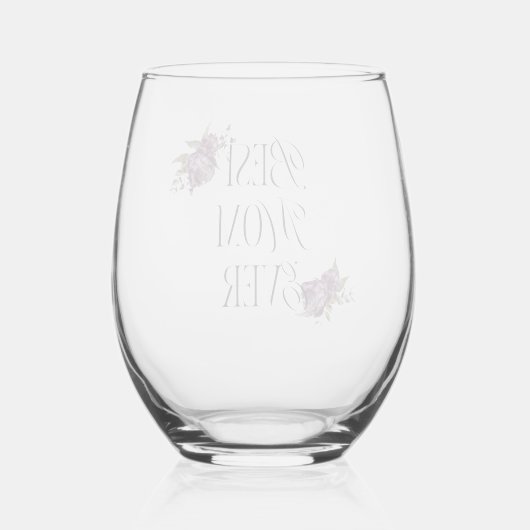 Beste Mama je Typografie Lila Weinglas Ohne Stiel (Rückseite)