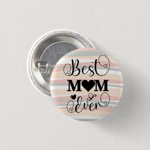 Beste Mama je Typografie Script Pink Boho Lines Button