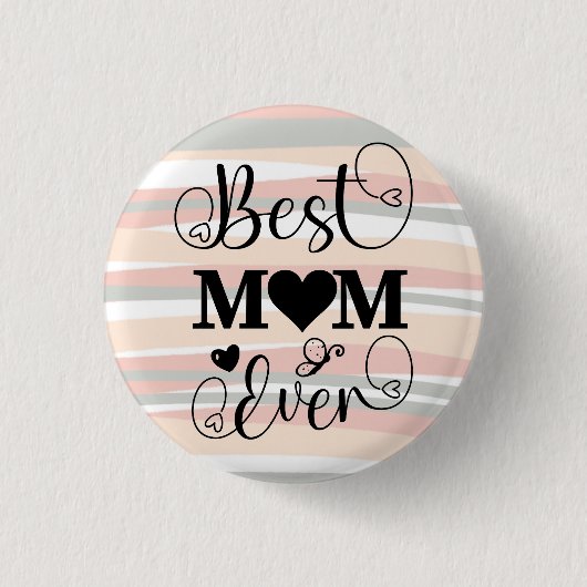 Beste Mama je Typografie Script Pink Boho Lines Button (Vorderseite)