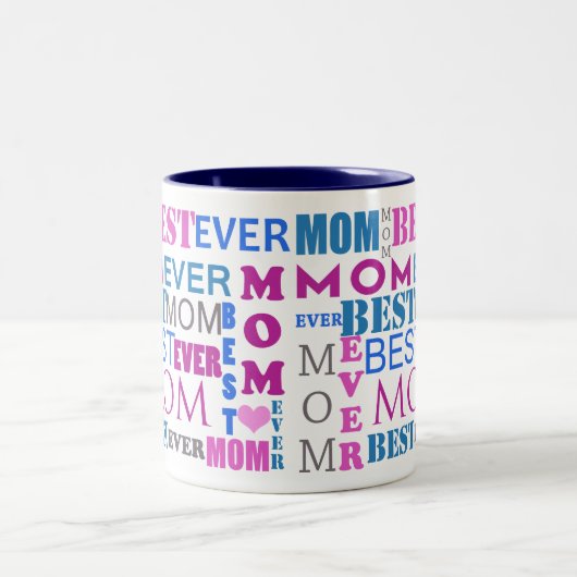 Beste Mama je Typografie Zweifarbige Tasse (Mittel)