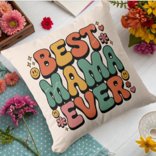 Beste Mama je Vintag Retro-Drehbuch Mutter Tag Kissen