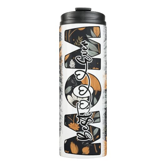 Beste Mama je Vintage Blume Thermosbecher (Vorderseite)