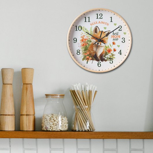 Beste Mama je Wasserfarbe Niedliche Foxenwand Uhr