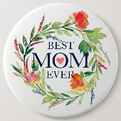 Beste Mama je Wasserfarben Blume Wraath Button (Vorderseite)