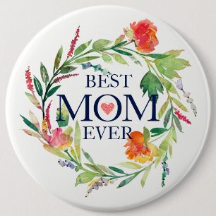 Beste Mama je Wasserfarben Blume Wraath Button