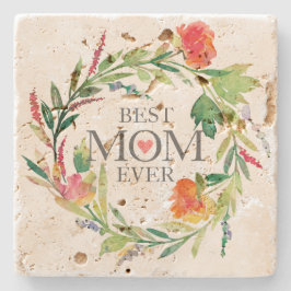 Beste Mama je Wasserfarben Blume Wraath Steinuntersetzer
