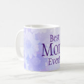Beste Mama je! Weichviolette Blüten Kaffeetasse (Vorderseite Links)
