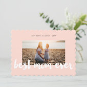 Beste Mama je Weiß Brush Script Modernes Foto Feiertagskarte (Stehend Vorderseite)