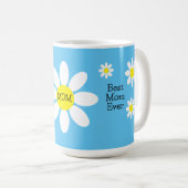 Beste Mama je White Daisies Sky Blue Blume Kaffeetasse (VorderseiteRechts)