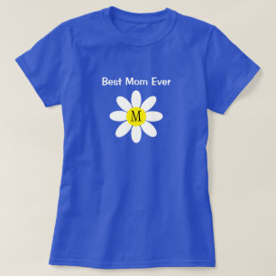 Beste Mama je White Daisy Single Initial Blue T-Sh T-Shirt