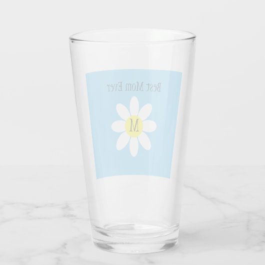 Beste Mama je White Daisy Sky Blue Single Initial Glas (Rückseite)