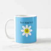 Beste Mama je White Daisy Sky Blue Single Initial Kaffeetasse (Links)