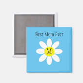 Beste Mama je White Daisy Sky Blue Single Initial Magnet (Vorderseite/Rückseite)