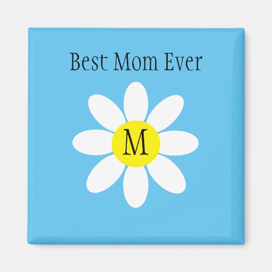 Beste Mama je White Daisy Sky Blue Single Initial Magnet (Vorne)