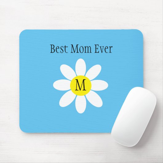 Beste Mama je White Daisy Sky Blue Single Initial Mousepad (Mit Mouse)