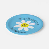 Beste Mama je White Daisy Sky Blue Single Initial Pappteller (Schrägansicht)