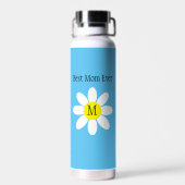 Beste Mama je White Daisy Sky Blue Single Initial Trinkflasche (Rückseite)