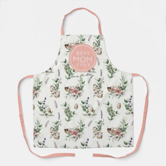 Beste Mama je Wild Blume Ei Feather Schürze (Vorderseite)