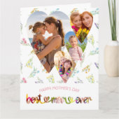 Beste Mama je Wildblume Herzgestalterisches Foto Karte (Vorderseite)