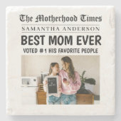 Beste Mama je Zeitung Individuelle Name & Foto Steinuntersetzer (Vorderseite)