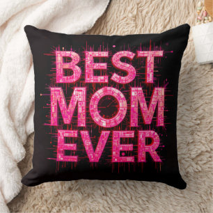 Beste Mama je Zitat Butterfly Pink Kissen