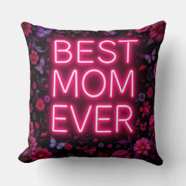 Beste Mama je Zitat Rosa Blume Neonfarben Kissen