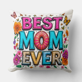 Beste Mama je Zitat Schmetterlinge bunte Blume Kissen