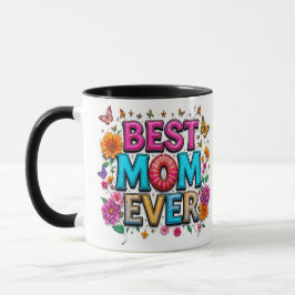 Beste Mama je Zitat Schmetterlinge bunte Blume Tasse