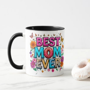 Beste Mama je Zitat Schmetterlinge bunte Blume Tasse