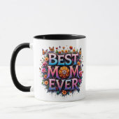 Beste Mama je Zitat Schmetterlinge bunte Blume Tasse (Links)