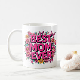 Beste Mama je Zitat Schmetterlinge rosa Blume Kaffeetasse