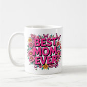 Beste Mama je Zitat Schmetterlinge rosa Blume Kaffeetasse (Links)