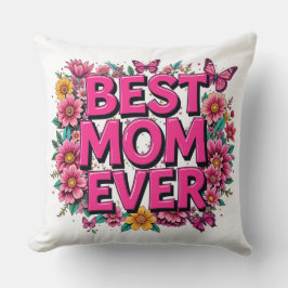 Beste Mama je Zitat Schmetterlinge rosa Blume Kissen